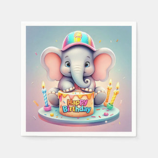 SERVIETTE EN PAPIER " FÊTE SUCRE DE L'ÉLÉPHANT "