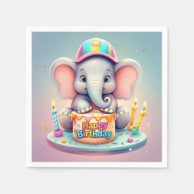 SERVIETTE EN PAPIER " FÊTE SUCRE DE L'ÉLÉPHANT " (Devant)
