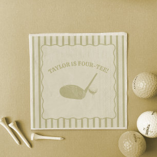 Serviette En Papier Fête sur le thème de golf avec rayures vert sauge 