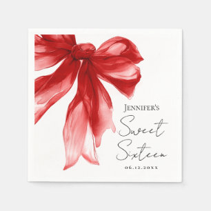 Serviette En Papier Fête Sweet 16 Script Coquette Ruban Rouge