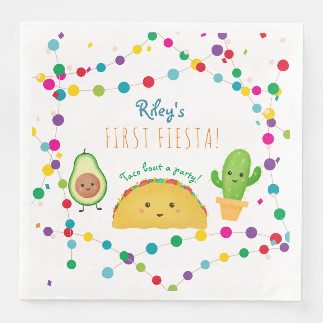 Serviette En Papier Fête Taco premier thème anniversaire (Devant)