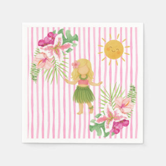 Serviette En Papier Fête Tiki Luau, Anniversaire Hawaï, Fille Hula
