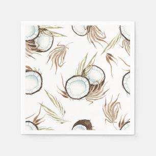 Serviette En Papier Fête tropicale hawaïenne de fleurs et noix de coco
