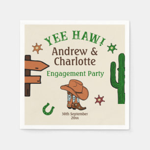 Serviette En Papier Fête Western de Cowboy Rustique de l'Ouest Sauvage
