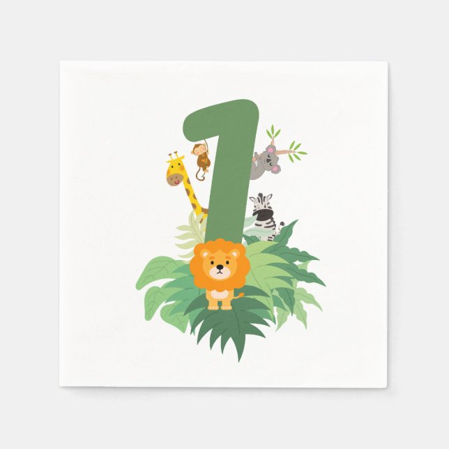 Serviette En Papier Fête Wild One Jungle - 1er Anniversaire serviettes (Devant)