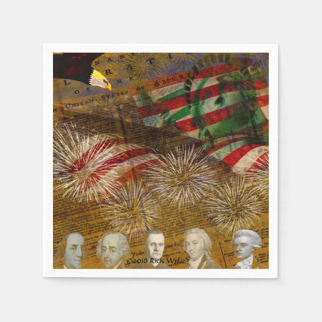 Serviette En Papier Fêter l'indépendance (Devant)