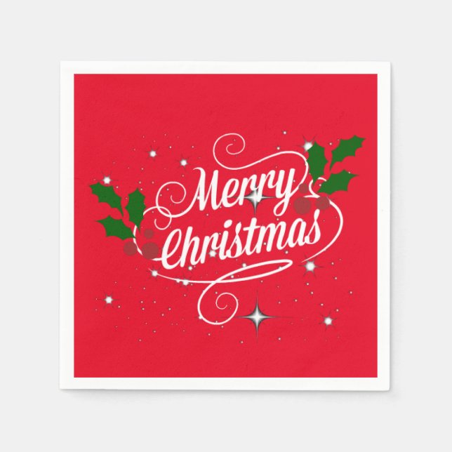 Serviette En Papier Fêter Noël, couleurs de fête, (Devant)