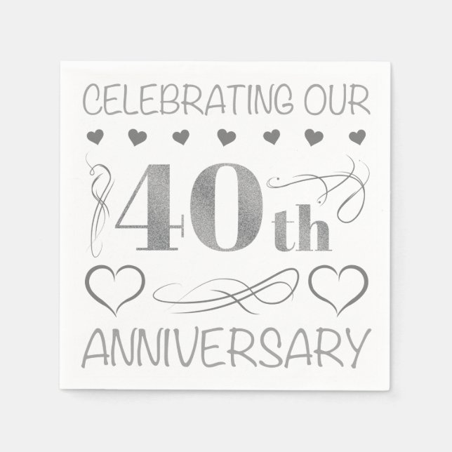 Serviette En Papier Fêter notre 40e anniversaire (Devant)