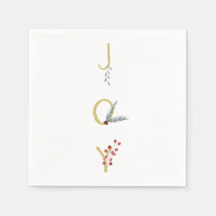 Serviette En Papier Fêtes Botaniques Joy Rustic Gold Minimal Party