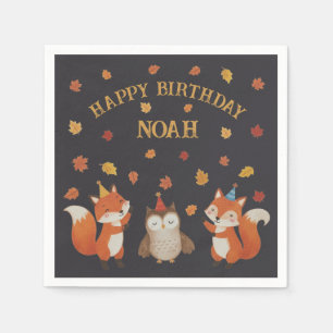 Serviette En Papier Fêtes d'anniversaire enfantines automnales en forê