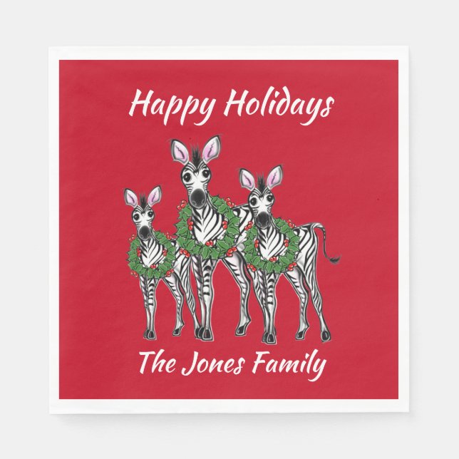 Serviette En Papier Fêtes Zèbres, guirlande de Noël festive (Devant)