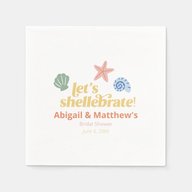 Serviette En Papier Fêtons la Mariée Coquillage (Devant)