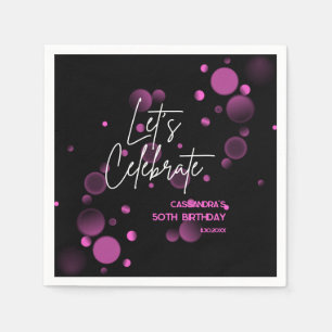 Serviette En Papier Fêtons l'anniversaire rose Bokeh Gradient noir