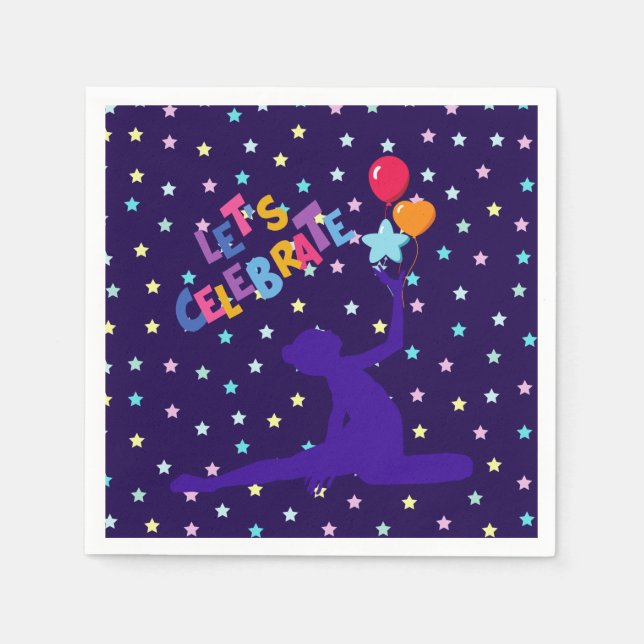 Serviette En Papier Fêtons les étoiles et les ballons (Devant)
