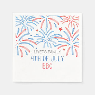 Serviette En Papier Feu d'artifice aquarelle Parti du 4 juillet
