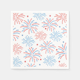 Serviette En Papier Feu d'artifice aquarelle Parti du 4 juillet