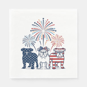 Serviette En Papier Feu d'artifice de bouledogue patriotique dessin ve