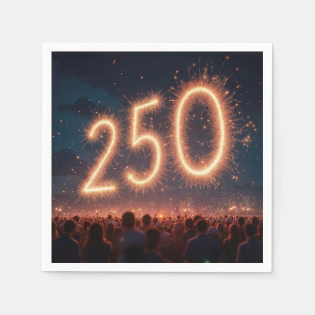 Serviette En Papier Feu d'artifice du 250e anniversaire (Devant)