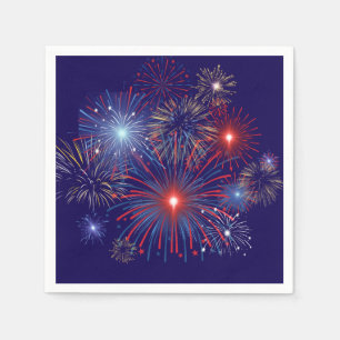 Serviette En Papier Feu d'artifice patriotique