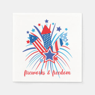 Serviette En Papier Feu d'artifice patriotique et liberté