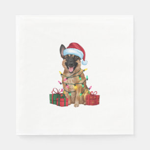 Serviette En Papier Feu de Noël Santa Hat Chien belge Malinois Chris