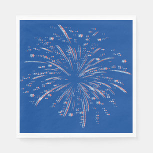 Serviette En Papier Feu de Parties scintillant rouge et bleu