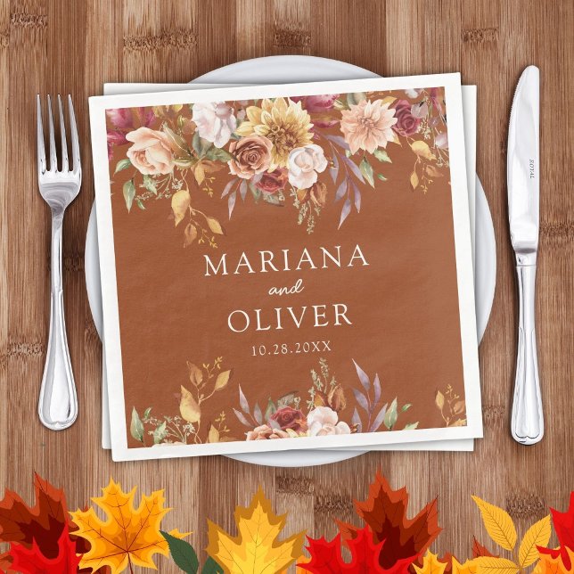 Serviette En Papier Feuillage d'automne Couleurs d'automne Mariage en  (Créateur téléchargé)