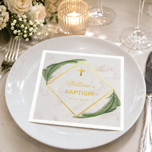 Serviette En Papier Feuillage de baptême Marbre Faux feuillage de foug
