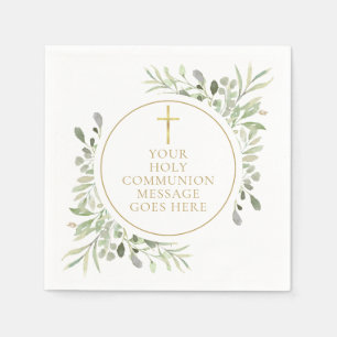 Serviette En Papier Feuillage de Sainte Communion Aquarelle Floral