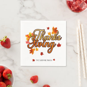 Serviette En Papier Feuillage élégant de Thanksgiving automne