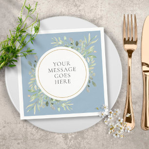 Serviette En Papier Feuillage vert Dusty Blue Gold Eucalyptus