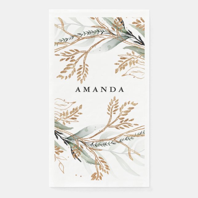 Serviette En Papier Feuille botanique Eucalyptus Moderne Branche de ve (Devant)