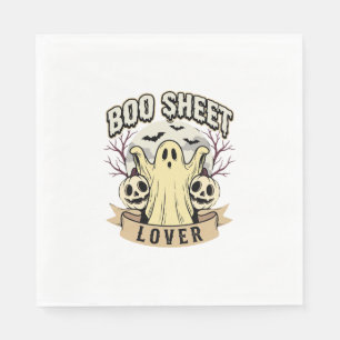 Serviette En Papier Feuille de Boo Halloween Amant Fantôme Lune