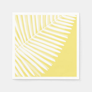 Serviette En Papier Feuille de palme monochrome tropical simple jaune