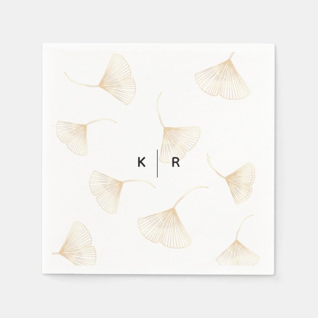 Serviette En Papier Feuille Ginkgo en chute Mariage Napkins (Devant)
