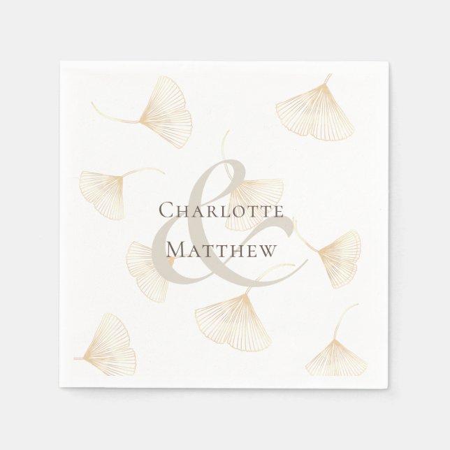 Serviette En Papier Feuille Ginkgo en chute Mariage Napkins (Devant)