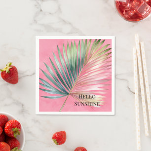 Serviette En Papier Feuille tropicale rose verte