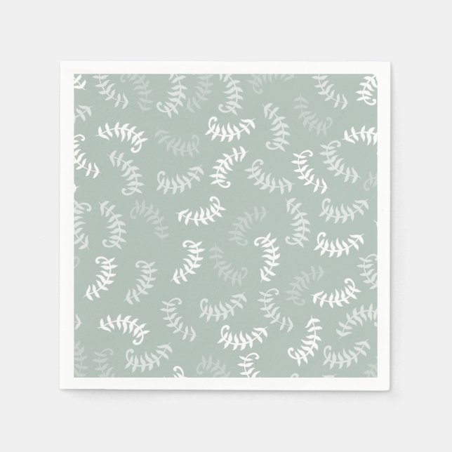 Serviette En Papier Feuilles botaniques vert sarcelle   (Devant)
