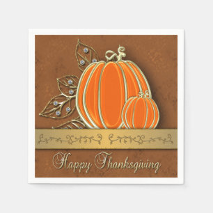 Serviette En Papier Feuilles Citrouilles précieux de Thanksgiving Gold