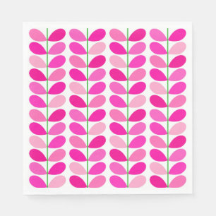 Serviette En Papier Feuilles danois du milieu du siècle, les tons rose