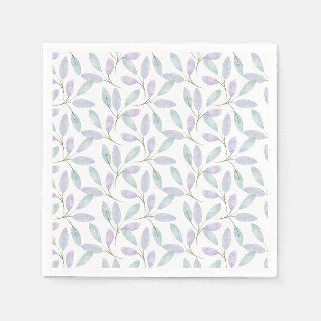 Serviette En Papier Feuilles d'aquarelle de la collection Jennifer (Devant)