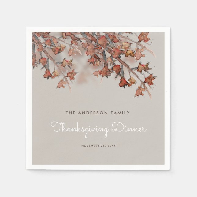 Serviette En Papier Feuilles d'automne aquarelle Thankesgiving (Devant)