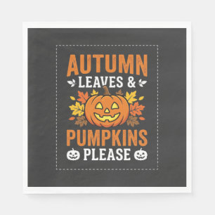 Serviette En Papier Feuilles d'automne Citrouille Halloween Design
