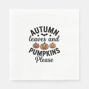 Serviette En Papier Feuilles d'automne Citrouilles S'il vous plaît Vin