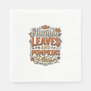 Serviette En Papier Feuilles D'automne Et Citrouilles S'il Vous Plaît