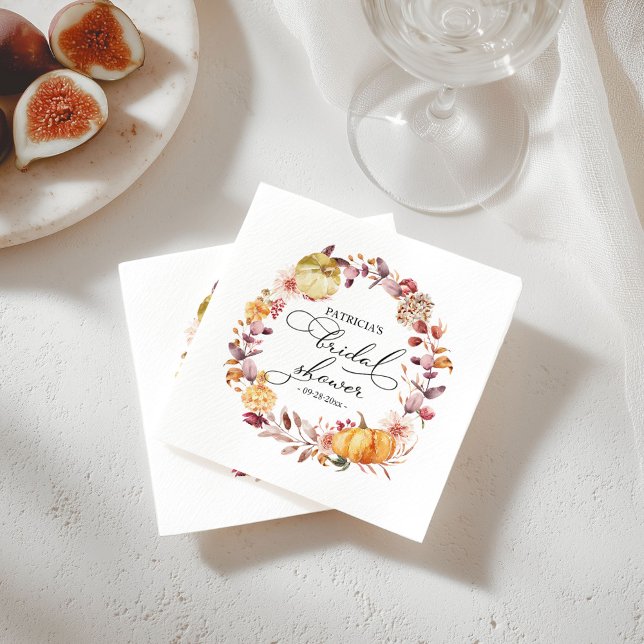Serviette En Papier Feuilles d'automne Fleur de citrouille Mariage aut (Créateur téléchargé)