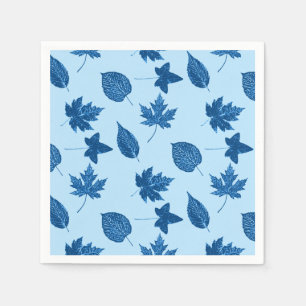 Serviette En Papier Feuilles d'automne - indigo et bleu pâle
