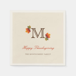Serviette En Papier Feuilles d'automne Monogram Thanksgiving Diner Pap