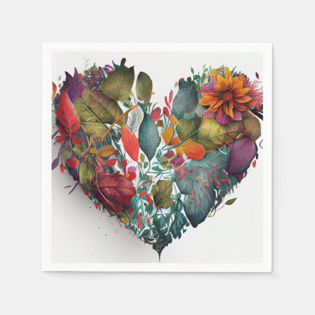 Serviette En Papier Feuilles d'automne Papier Coeur serviettes (Devant)