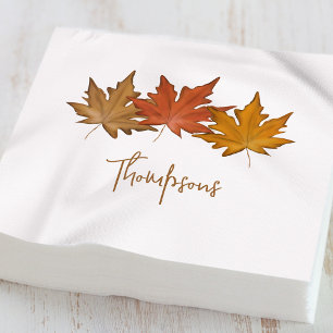 Serviette En Papier Feuilles d'automne personnalisées à l'aquarelle